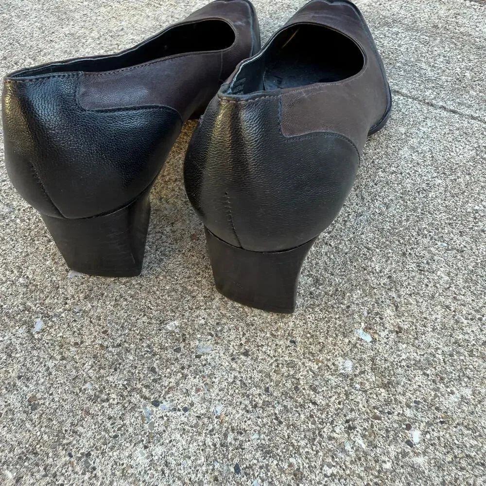 Etienne Aigner Analee Block Heel Pump Womens 7.5M Brown Black